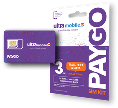 Ultra Mobile PayGo | $3/mo. Pay As You Go Plan + SIM Card with Talk, Text & Data